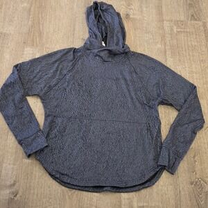 Lululemon Athletica Space Dye Pullover Hoodie Black Grey Size 8 Raglan Sleeve